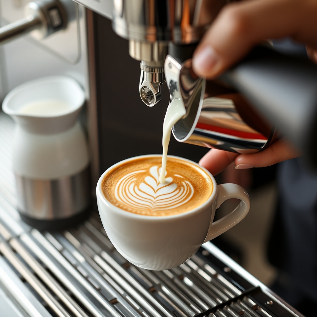 Barista creating latte art