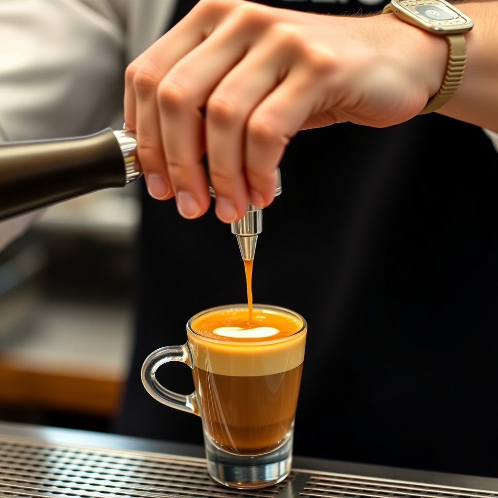 Barista pulling an espresso shot