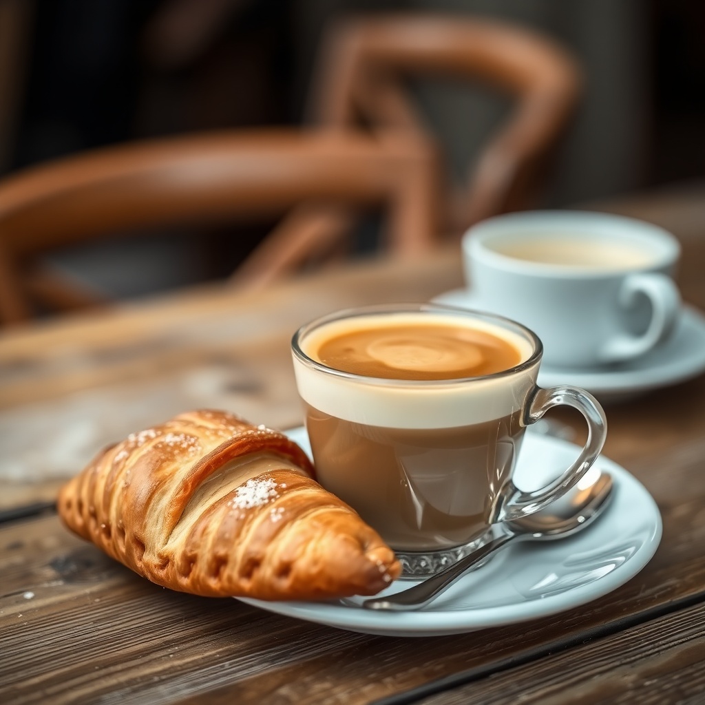 Caramel cortado and pastry
